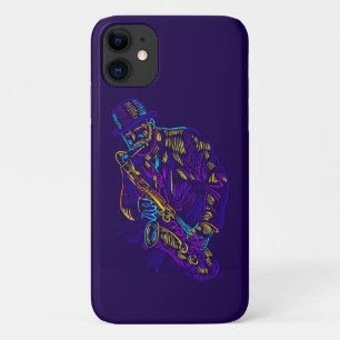 Saxophone Player Abstract Neon Drawing iPhone 11 Case