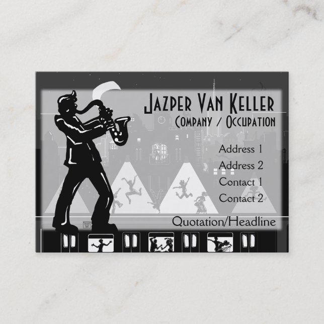 Saxophone Player Black Silhouette Business Card (Front)