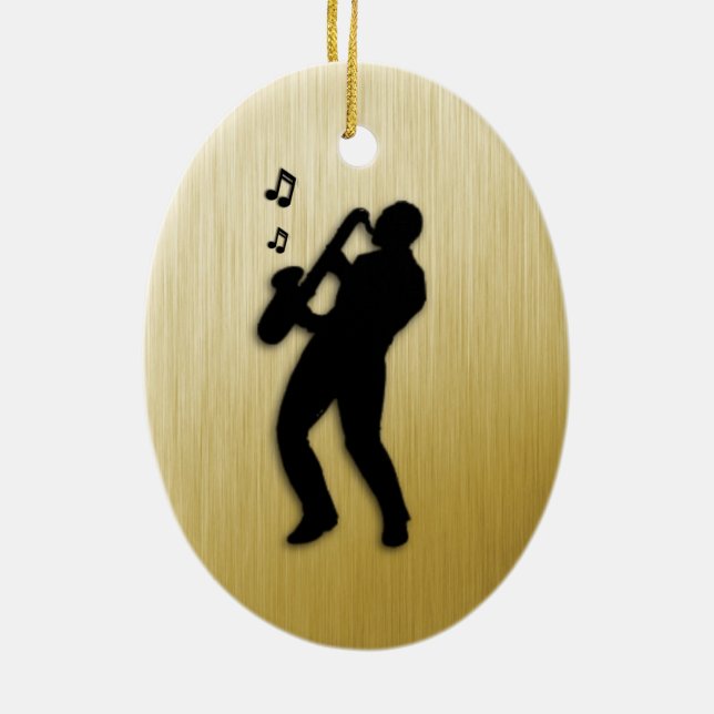 Saxophone Player Ceramic Ornament (Back)