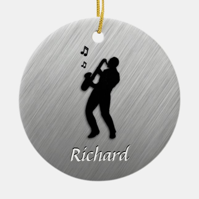 Saxophone Player Ceramic Ornament (Front)