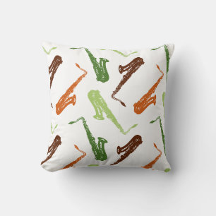 Saxophone Player Gift Jazz Band Music Instrument Throw Pillow