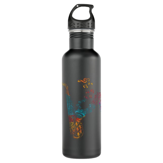 Saxophone Player Gift Music Notes Saxophone Pullov 710 Ml Water Bottle (Front)