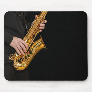 Saxophone Player hands Saxophonist playing jazz Mouse Pad
