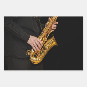 Saxophone Player hands Saxophonist playing jazz Wrapping Paper Sheet
