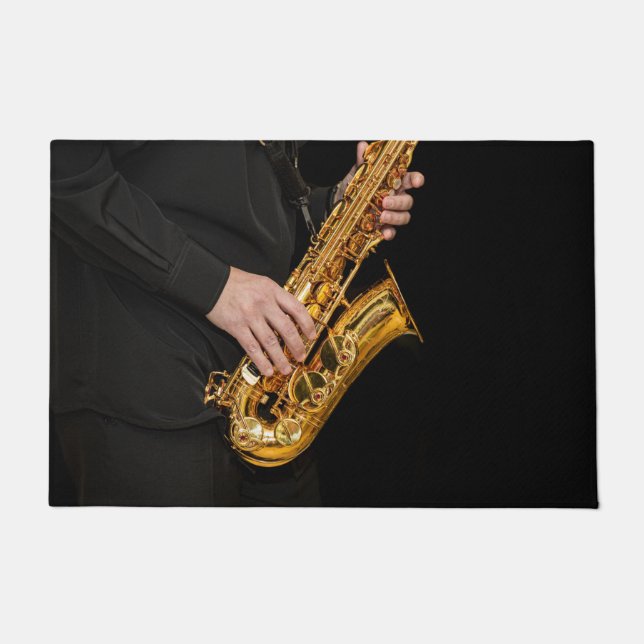Saxophone Player Jazz Doormat – Musical Instrument (Front)