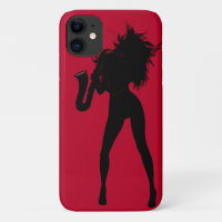 Saxophone Player Jazz Music Girl Red iPhone Case