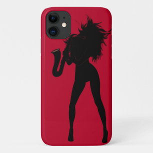 Saxophone Player Jazz Music Girl Red iPhone Case