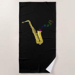Saxophone Player Jazz Musician Sax Beach Towel