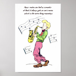 Saxophone Player Music Quotes comic book art Poster