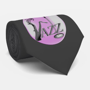 Saxophone Player Musical Notes Jazz Music Tie