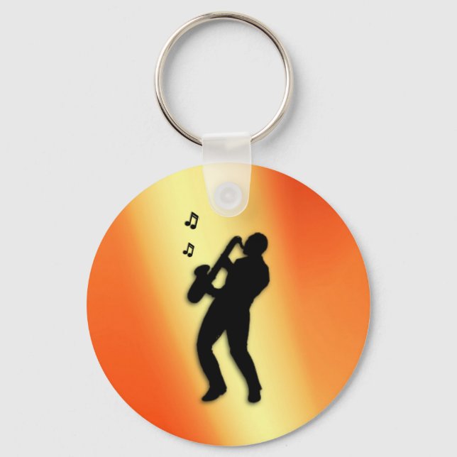 Saxophone Player Orange Keychain (Front)