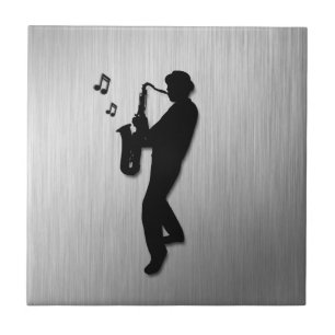 Saxophone Player Silver Tile