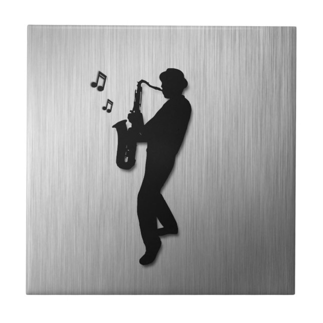 Saxophone Player Silver Tile (Front)