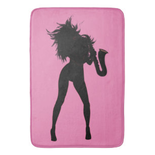Saxophone Player Woman Bath Mat - Choose Colour