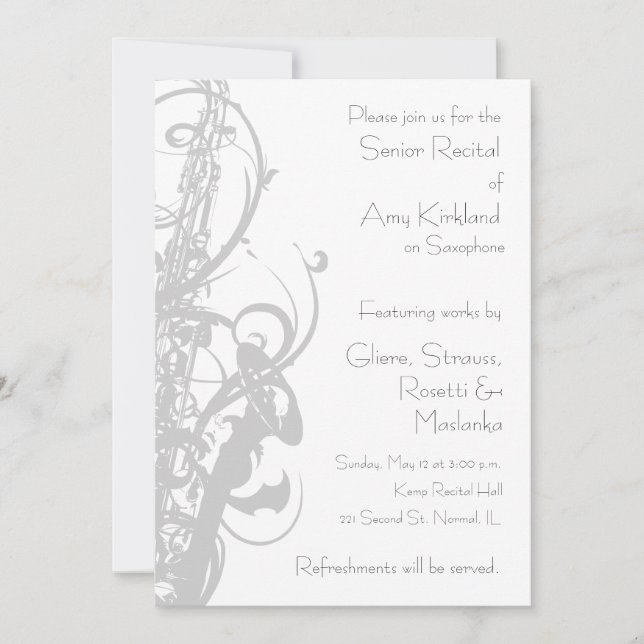 Saxophone Recital Invitation (Front)