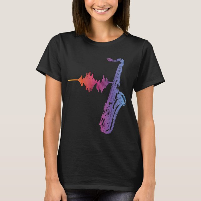 Saxophone Reeds Sound Frequency Saxophonist Mouthp T-Shirt (Front)