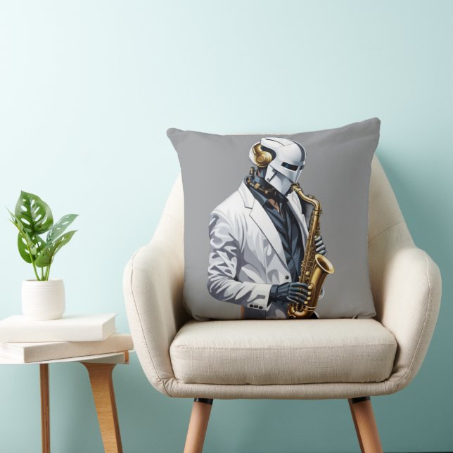 saxophone robot throw pillow (Chair)