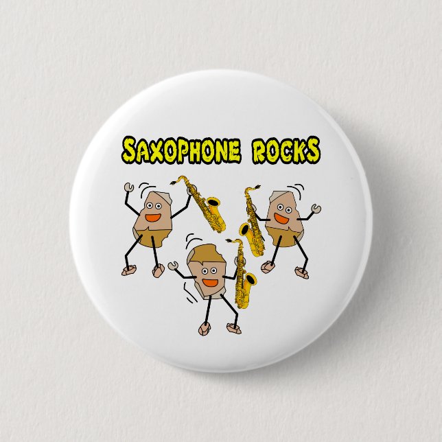 Saxophone Rocks 2 Inch Round Button (Front)