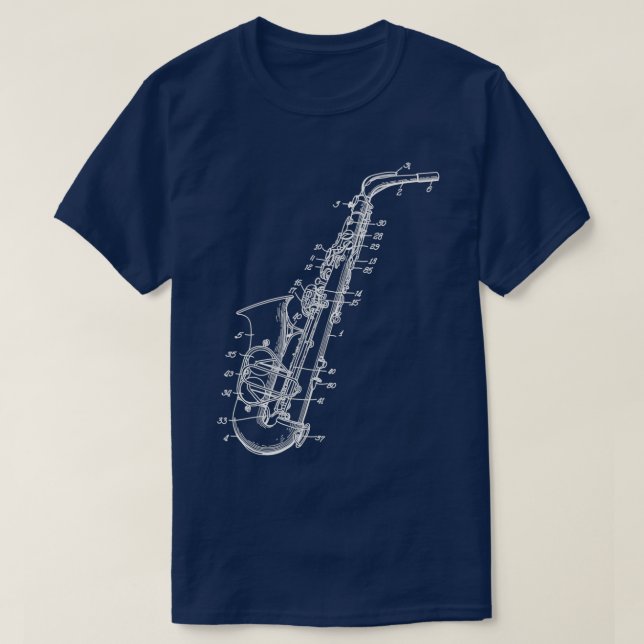 Saxophone Sax Player Illustration T-Shirt (Design Front)