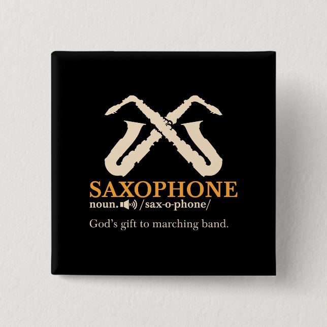 Saxophone - Saxophone Definition 2 Inch Square Button (Front)