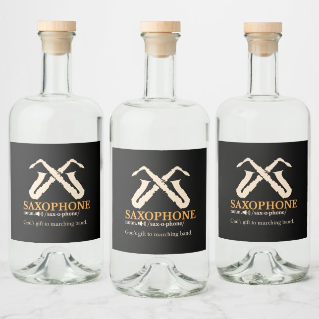 Saxophone - Saxophone Definition Liquor Bottle Label (Bottles)