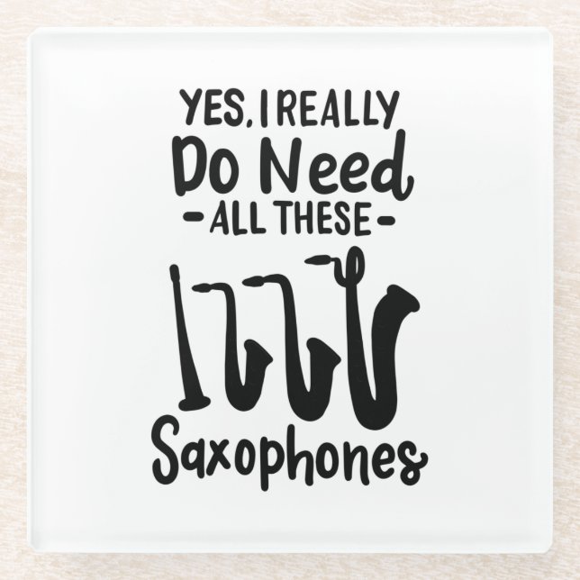 Saxophone - Saxophone Types Glass Coaster (Front)