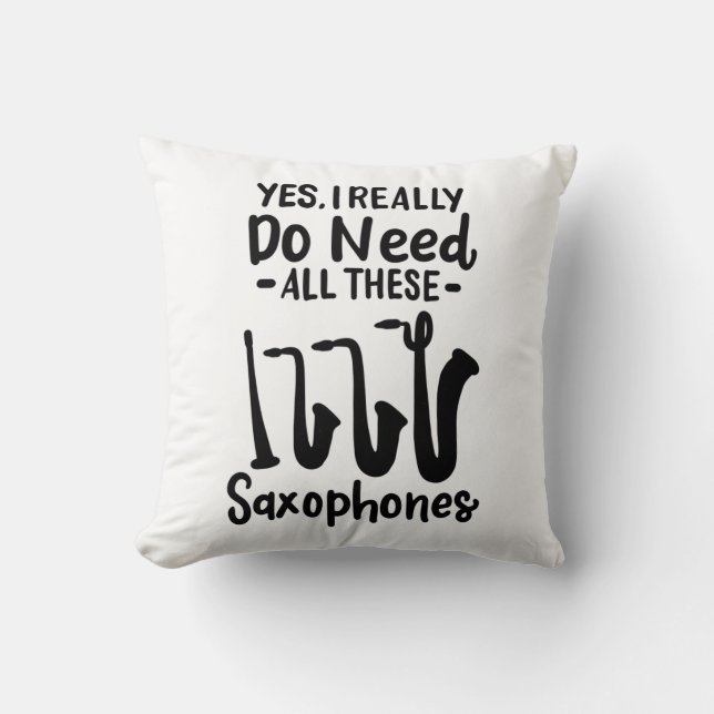 Saxophone - Saxophone Types Throw Pillow (Front)