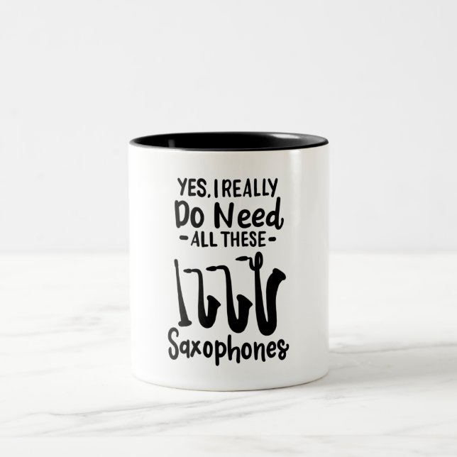 Saxophone - Saxophone Types Two-Tone Coffee Mug (Center)