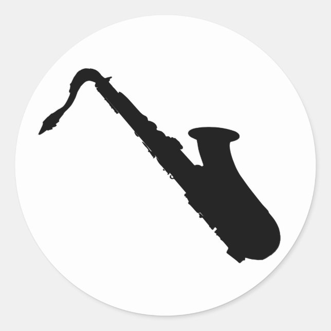 Saxophone Silhouette Classic Round Sticker (Front)