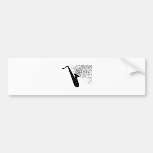 Saxophone Silhouette With Musical Notes Bumper Sticker