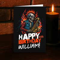 Saxophone Skeleton Musicians Birthday Card Funny