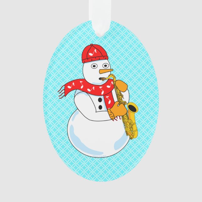 Saxophone Snowman Ornament (Front)