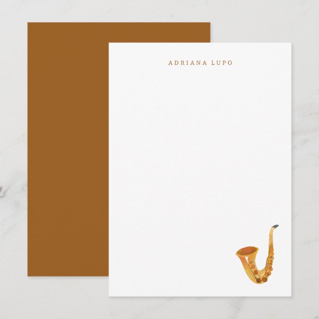 Saxophone Stationery - Personalized Saxophone Card (Front/Back)