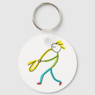 Saxophone Stickman Keychain