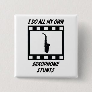 Saxophone Stunts 2 Inch Square Button