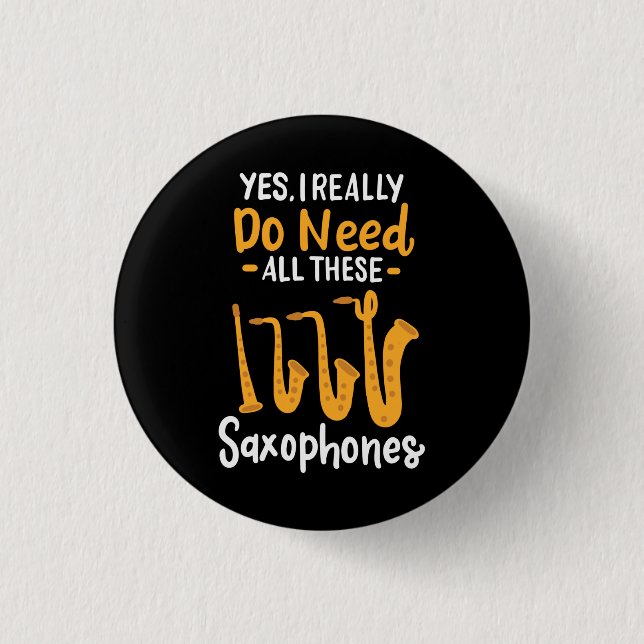 Saxophone Types 1 Inch Round Button (Front)