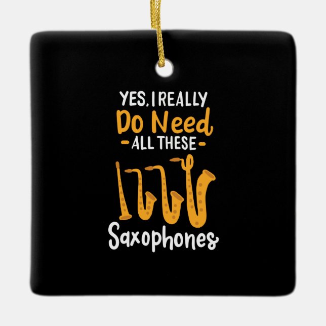 Saxophone Types Ceramic Ornament (Front)