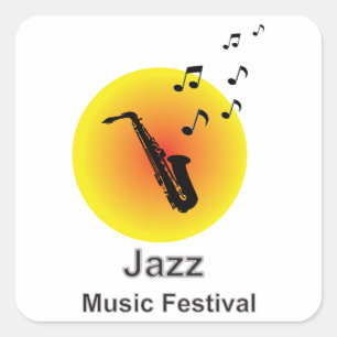 Saxophone used in jazz music square sticker