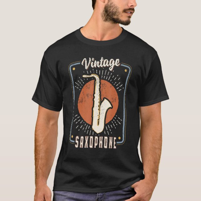 Saxophone Vintage Retro Classic Music Love T-Shirt (Front)