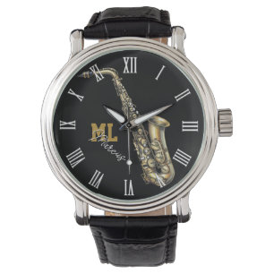 Saxophone Watch, monogram, Name, Music Watch