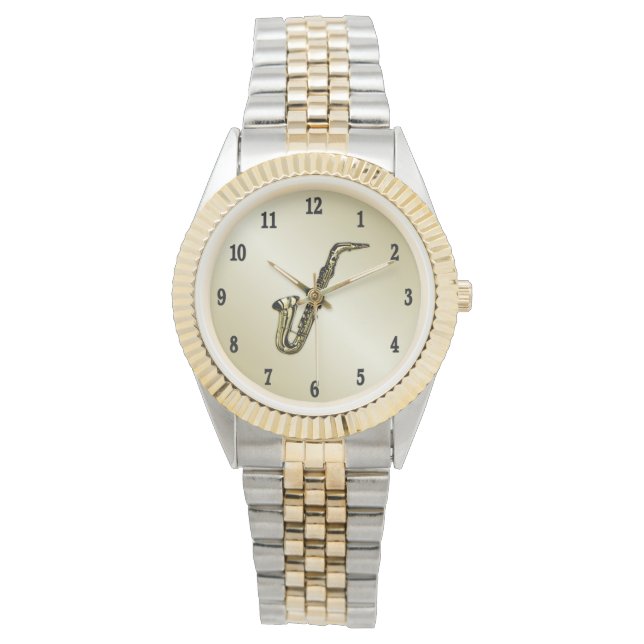 Saxophone with Black Numbers Watch (Front)