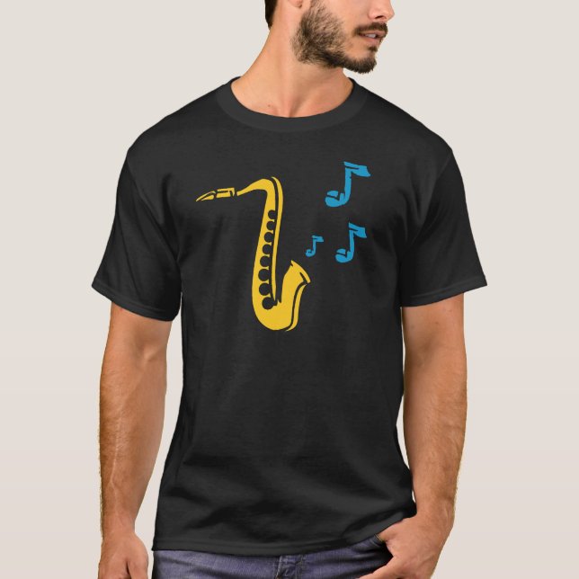 Saxophone With Music Notes T-Shirt (Front)