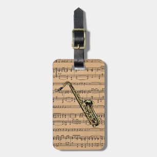 Saxophone ~ With Sheet Music Background Luggage Tag