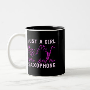 Saxophonist Girl Women Gift Jazz Music Saxophone Two-Tone Coffee Mug