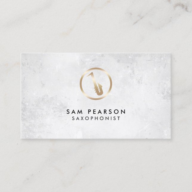Saxophonist Gold Saxophone Icon Business Card (Front)