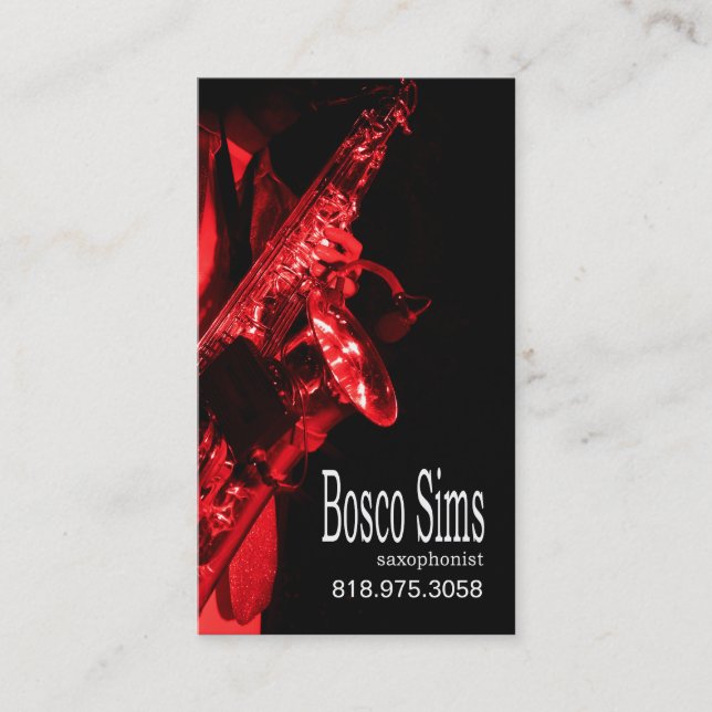 Saxophonist Musician for Music Business Card (Front)