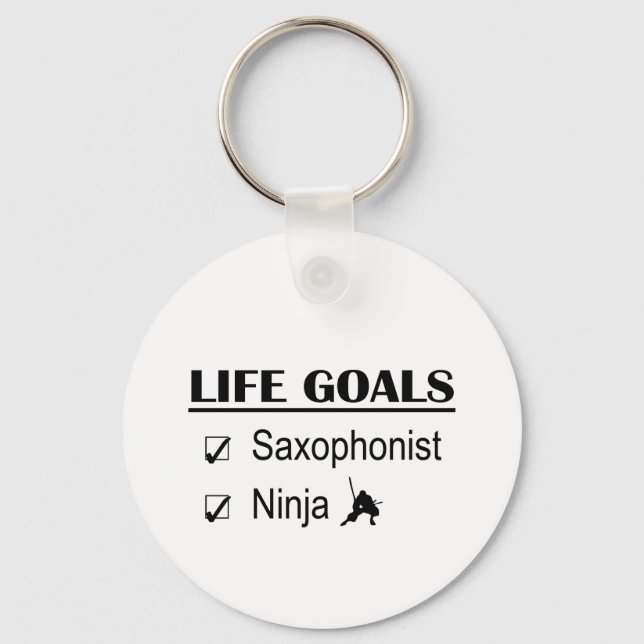 Saxophonist Ninja Life Goals Keychain (Front)