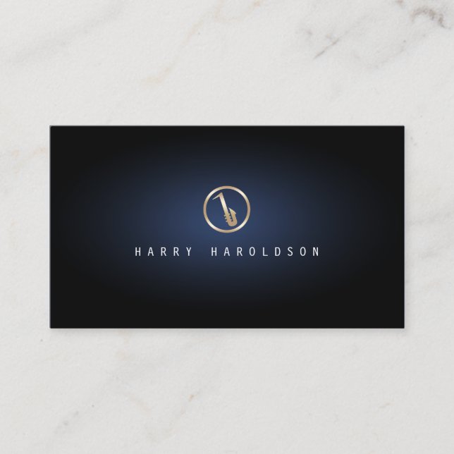 Saxophonist Saxophone Icon Blue Glow Musician Business Card (Front)