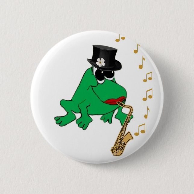 Saxy Frog 2 Inch Round Button (Front)
