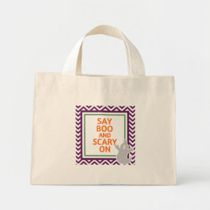 Say Boo and Scare on Halloween Mini Tote Bag